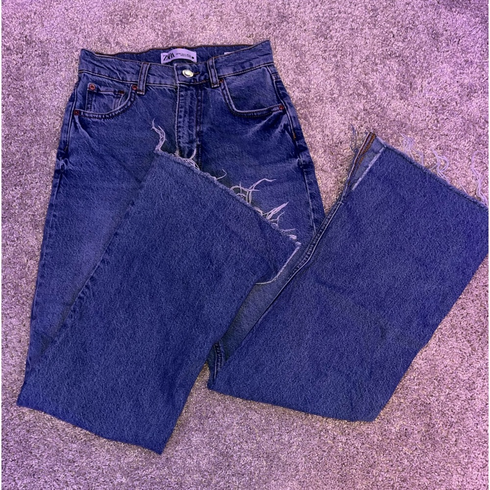Zara Blue Bottom Slit Jeans
